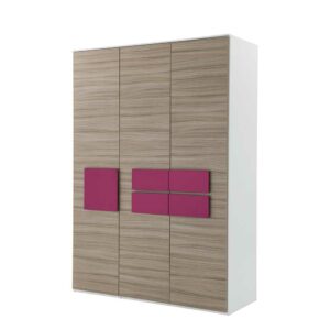 Spirinha Mädchenzimmer Kleiderschrank in Holz Pink 3 türig