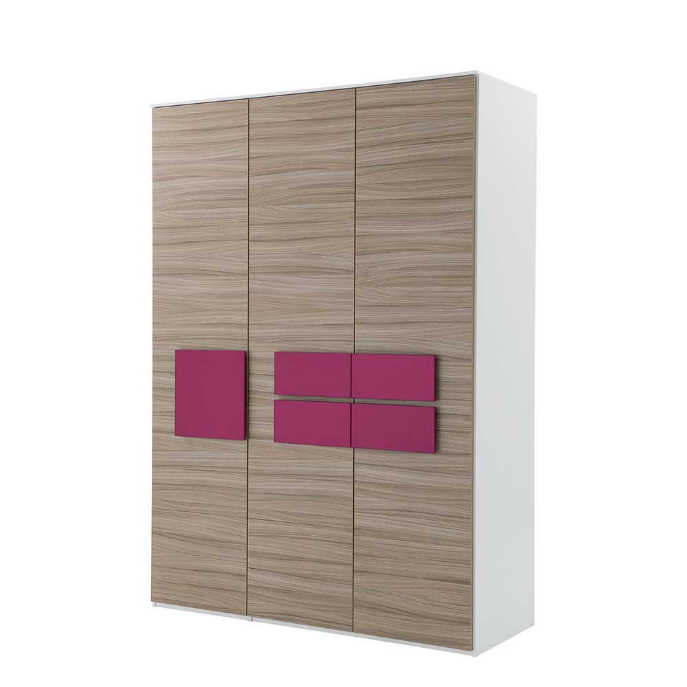 Spirinha Mädchenzimmer Kleiderschrank in Holz Pink 3 türig