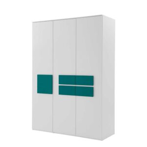 Spirinha Jugendzimmer Kleiderschrank in Weiß Petrol 3 türig