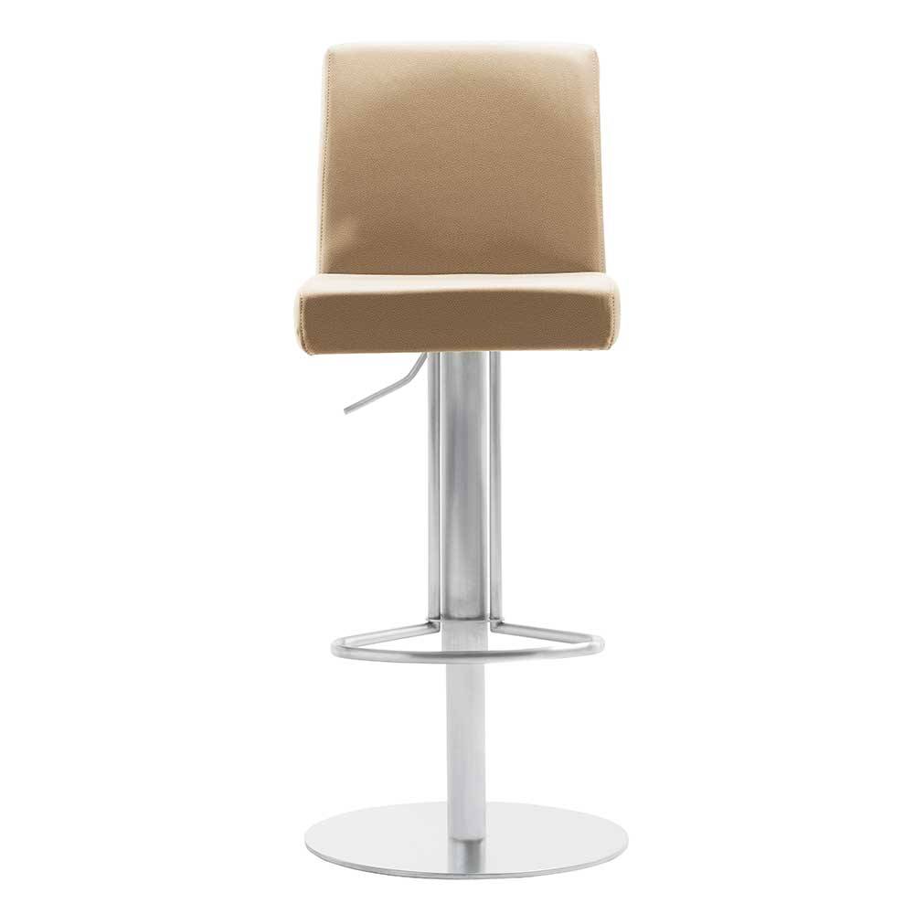 PerfectFurn Designbarhocker in Beige Microfaser Gasdruck höhenverstellbar