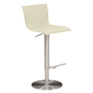 PerfectFurn Barhocker Höhenverstellbar aus Echtleder Tellerfuß in Chrom gebürstet