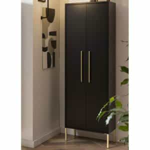 Basilicana Moderner Badhochschrank in Schwarz und Gold Made in Germany