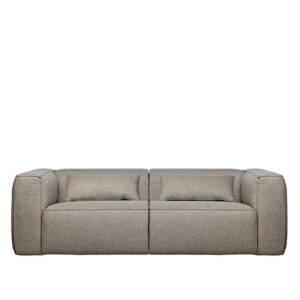 Basilicana Dreier Sofa in Hellgrau Webstoff Armlehnen