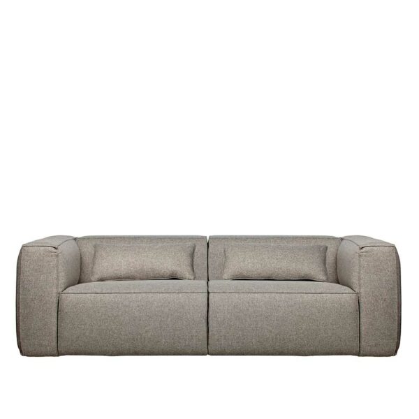 Basilicana Dreier Sofa in Hellgrau Webstoff Armlehnen