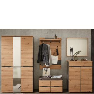 BestLivingHome Flurgarderobe in Wildeichefarben und Dunkelgrau 265 cm breit (fünfteilig)