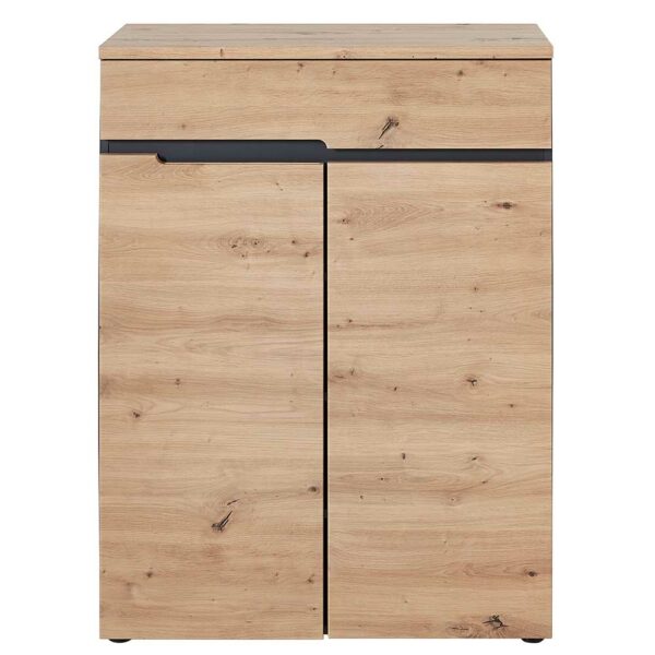 BestLivingHome Schuhschrank in Wildeiche Optik und Dunkelgrau 80 cm breit