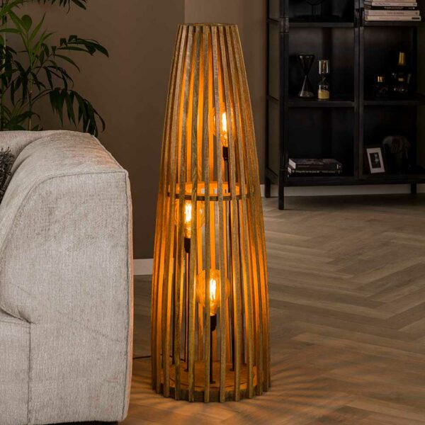 Rodario Moderne Stehlampe aus Mangobaum Massivholz 123 cm hoch