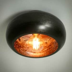 Rodario Runde Metall Deckenlampe in Schwarz Nickel 18 cm hoch