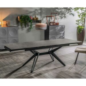Basilicana Hochwertiger Tisch mit Keramikplatte Marmor Optik Grau