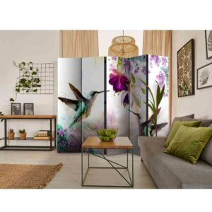 4Home Praxis Raumteiler mit Kolibri Motiv und Blumen 225 cm breit