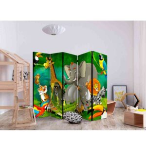 4Home Kinderzimmer Trennwand mit Zootier Motiven 225 cm breit