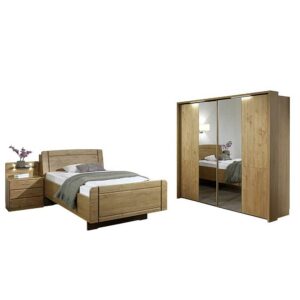 Franco Möbel Schlafzimmermöbel Set aus Erle teilmassiv 120x200 cm (dreiteilig)