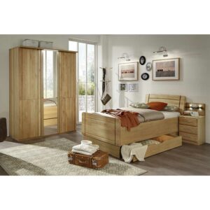 Franco Möbel Schlafzimmereinrichtung aus Erle 120x200 (vierteilig)