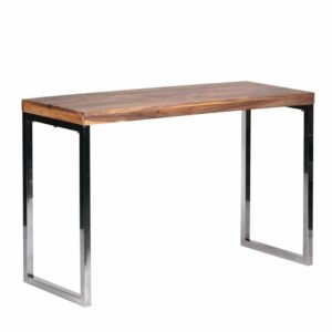 Möbel4Life Design Konsolentisch aus Akazie Massivholz Metall verchromt