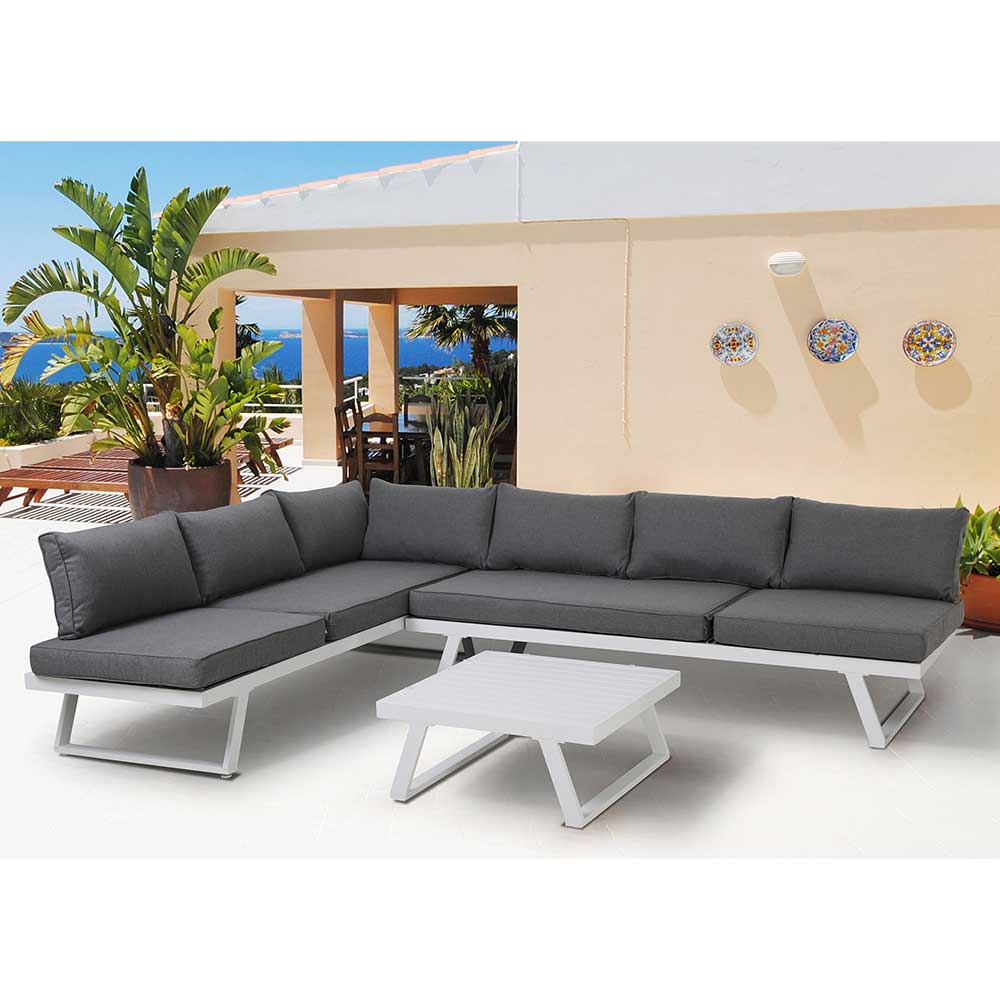 iMöbel Lounge Gartenmöbel Set in Anthrazit und Grau 192 cm breit (zweiteilig)