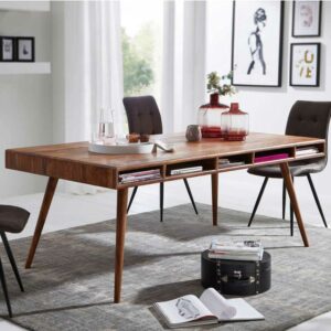 Möbel4Life Retro Holztisch aus Sheesham Massivholz 200 cm breit