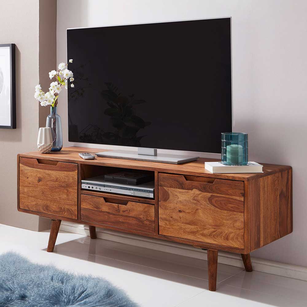 Möbel4Life Retro TV Board aus Sheesham Massivholz 135 cm breit