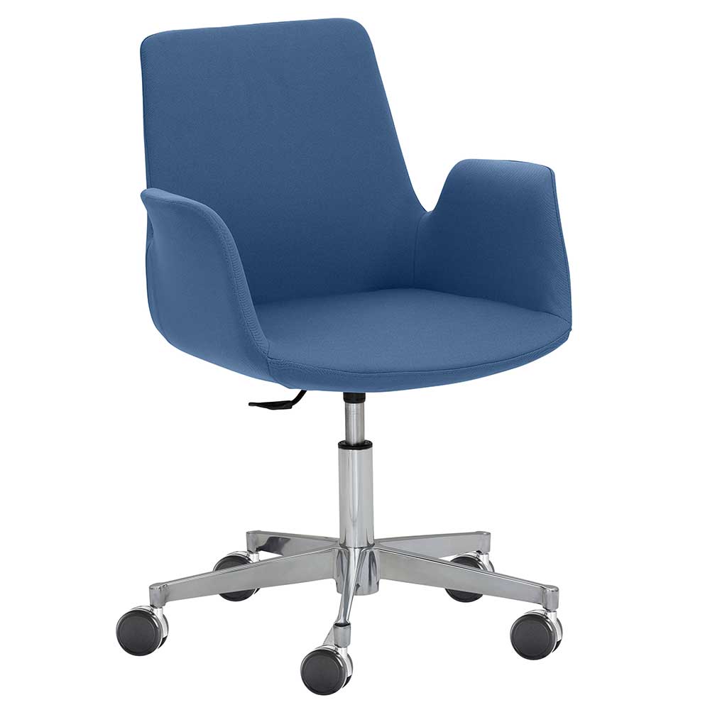 PerfectFurn Drehgestell Stuhl in Blau Flachgewebe Gestell aus Metall