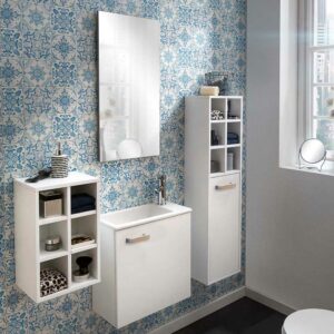 Basilicana Skandi Stil Gäste WC Möbel in Weiß die Wandmontage (vierteilig)