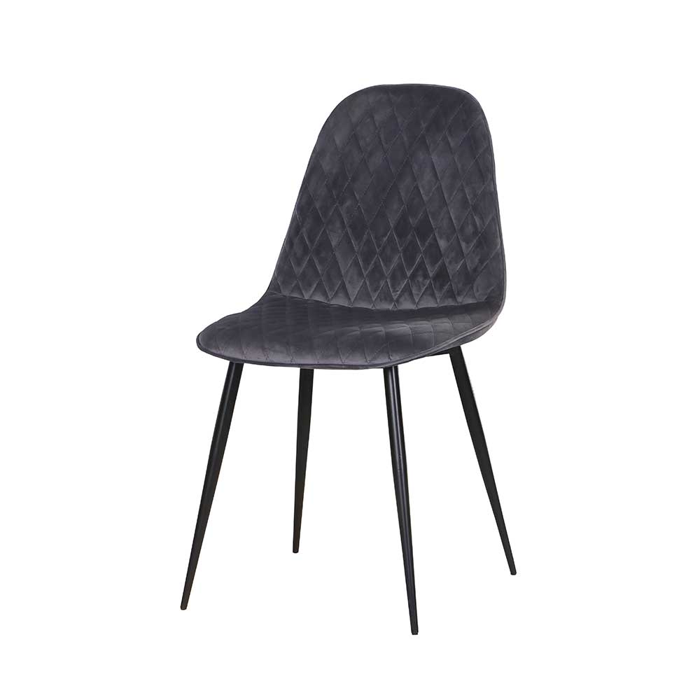 Massivio Esstisch Stühle in Grau Microvelour 50 cm Sitzhöhe (2er Set)