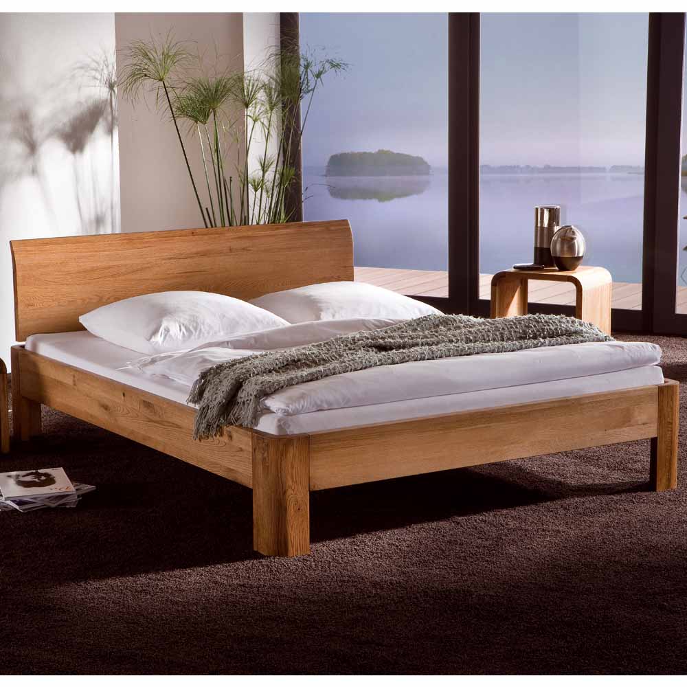 TopDesign Bett aus Eiche Massivholz geölt und gebürstet