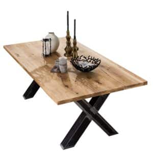 Möbel Exclusive Esszimmertisch aus Wildeiche Massivholz und Eisen Industriedesign