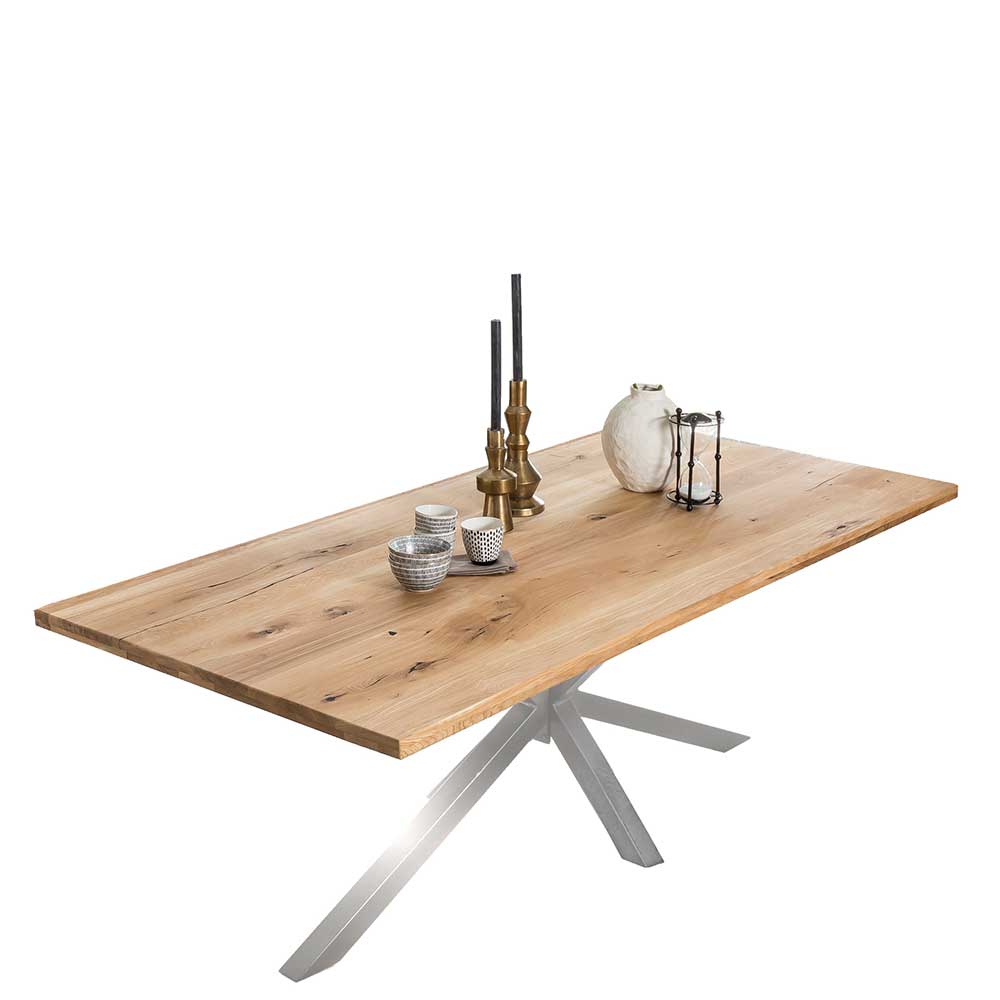 Möbel Exclusive Esszimmertisch aus Wildeiche Massivholz und Eisen Loft Design
