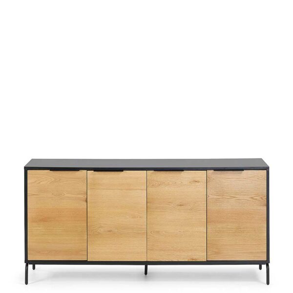 4Home Skandi Design Sideboard in Schwarz Metall Eiche furniert