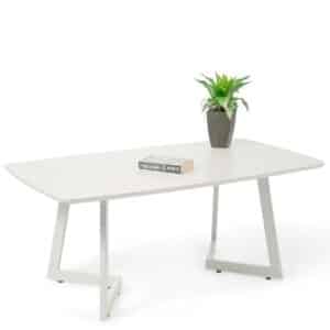 Möbel4Life Weißer Wohnzimmer Tisch 110x46x60 cm Metall Bügelgestell