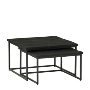 Möbel Exclusive Wohnzimmertische schwarz im Industry und Loft Stil 80 cm breit (zweiteilig)