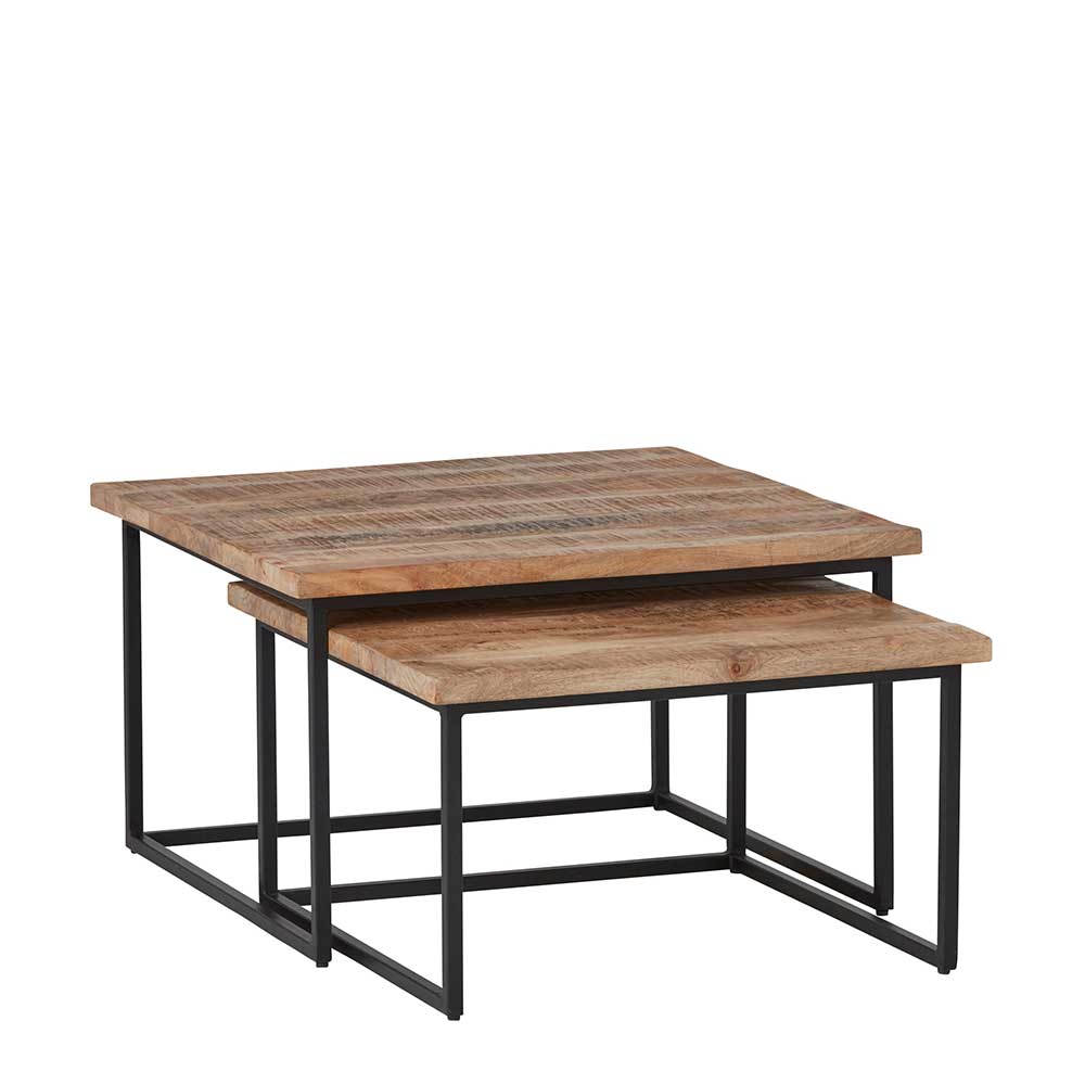 Möbel Exclusive Wohnzimmer Tisch Set Factory aus Massivholz Metall (zweiteilig)