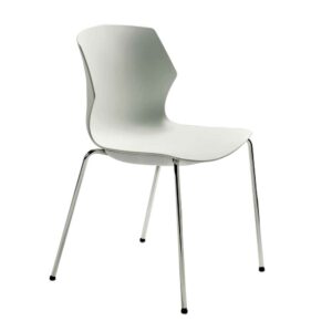 PerfectFurn Weißer Stuhl aus Kunststoff verchromtem Metallgestell