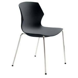 PerfectFurn Esstisch Stuhl in Anthrazit Kunststoff verchromtem Metallgestell