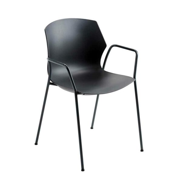 PerfectFurn Armlehnen Kunststoff Stuhl in Anthrazit Metallgestell