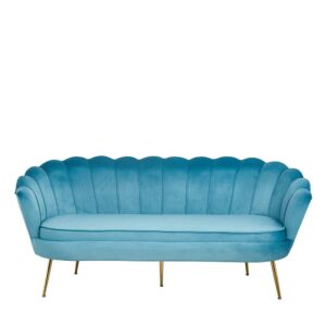 Rodario Dreisitzer Muschel Couch in Blau und Goldfarben Samt