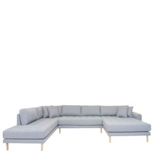 4Home Wohnzimmer Couch in Hellgrau Eichefarben