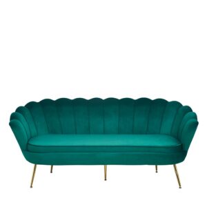 Rodario Muschel Sofa in Petrol und Goldfarben Samt