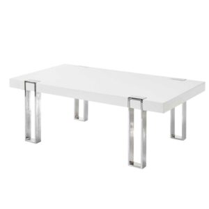 Möbel4Life Designcouchtisch in Weiß und Chrom modernem Design