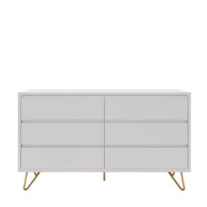 Rodario Skandi Sideboard in Weiß und Goldfarben Vierfußgestell aus Metall