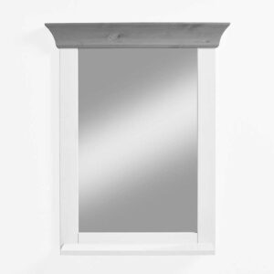 Life Meubles Badspiegel in Weiß und Grau Kiefer massiv 65 cm breit