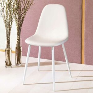 Basilicana Kunstleder Stühle in Weiß Metallgestell (4er Set)