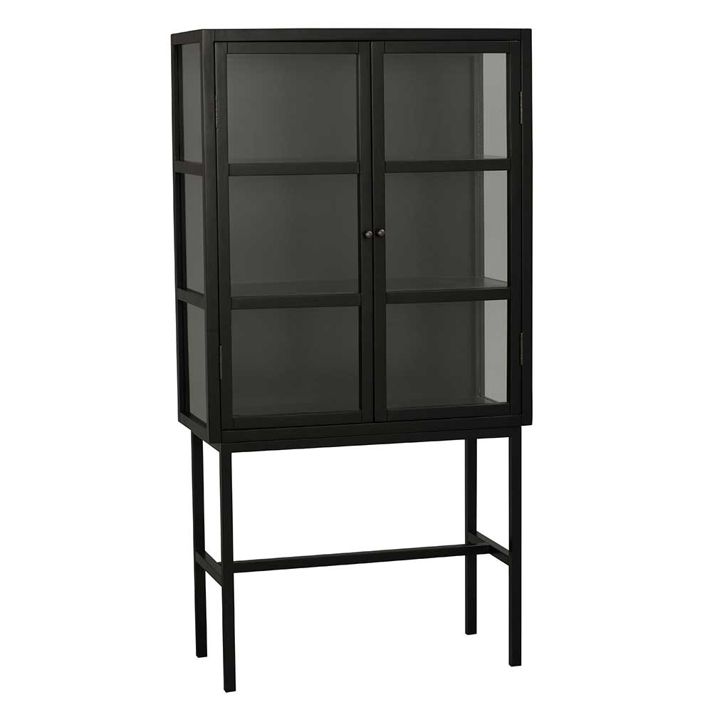 TopDesign Vitrinenschrank in Schwarz 160 cm hoch