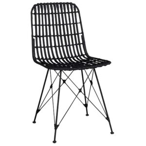 TopDesign Esstischstühle in Schwarz Rattan (2er Set)