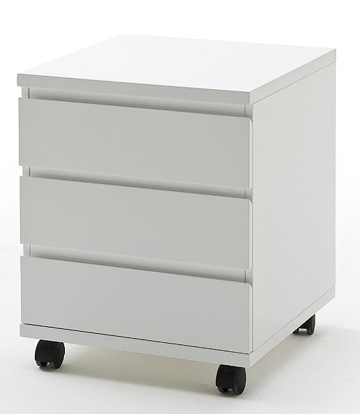 TopDesign Rollcontainer mit drei Schubladen Weiß Hochglanz