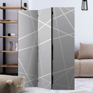 4Home Umkleide Trennwand in Grau und Weiß abstraktem Linien Muster