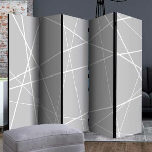 4Home Paravent Raumteiler in Grau und Weiß Leinwand Füllung