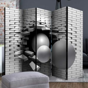 4Home XL Raumteiler Paravent in Grau und Schwarz 3D Optik Motiv