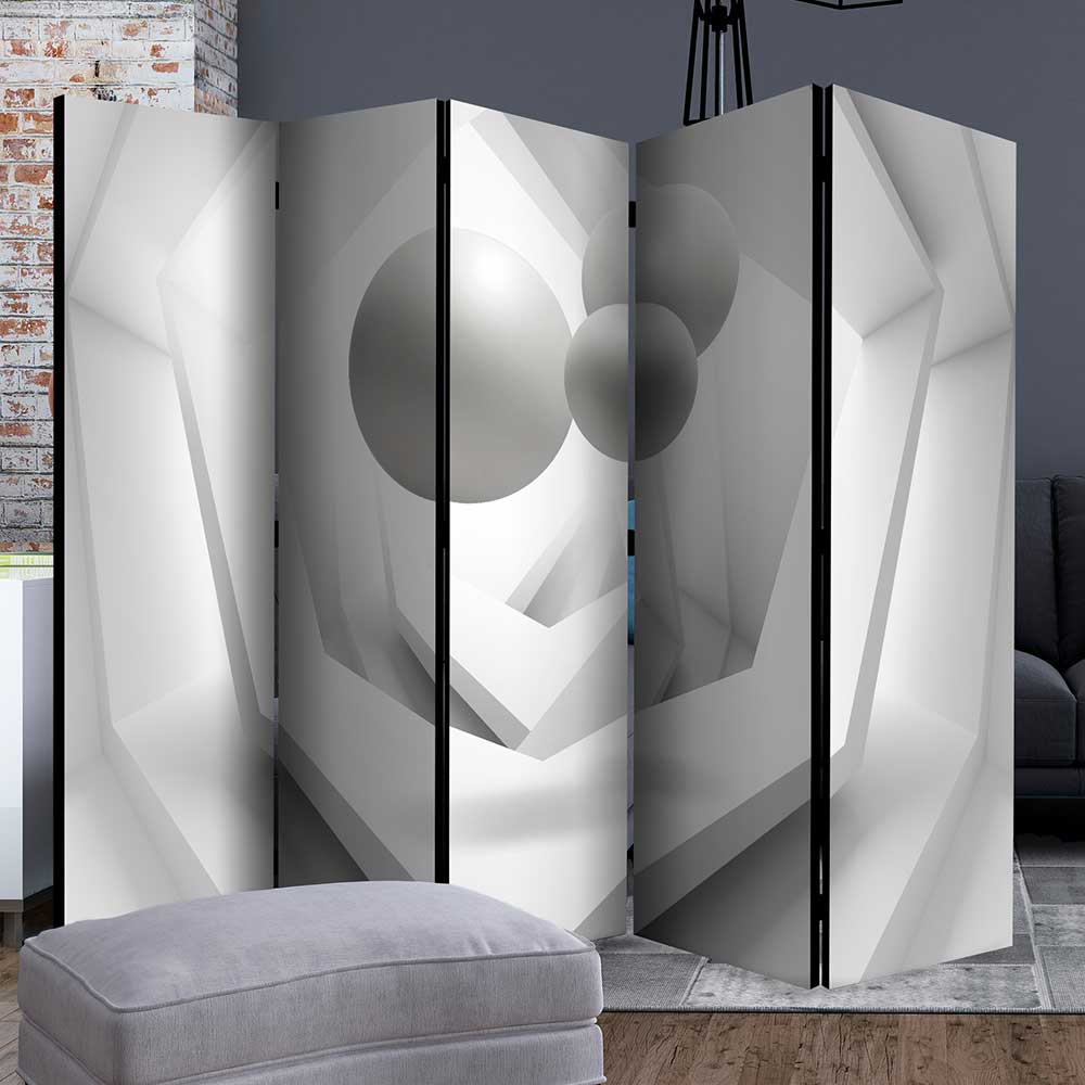 4Home Raumteiler Paravent in Weiß und Grau abstraktem Muster