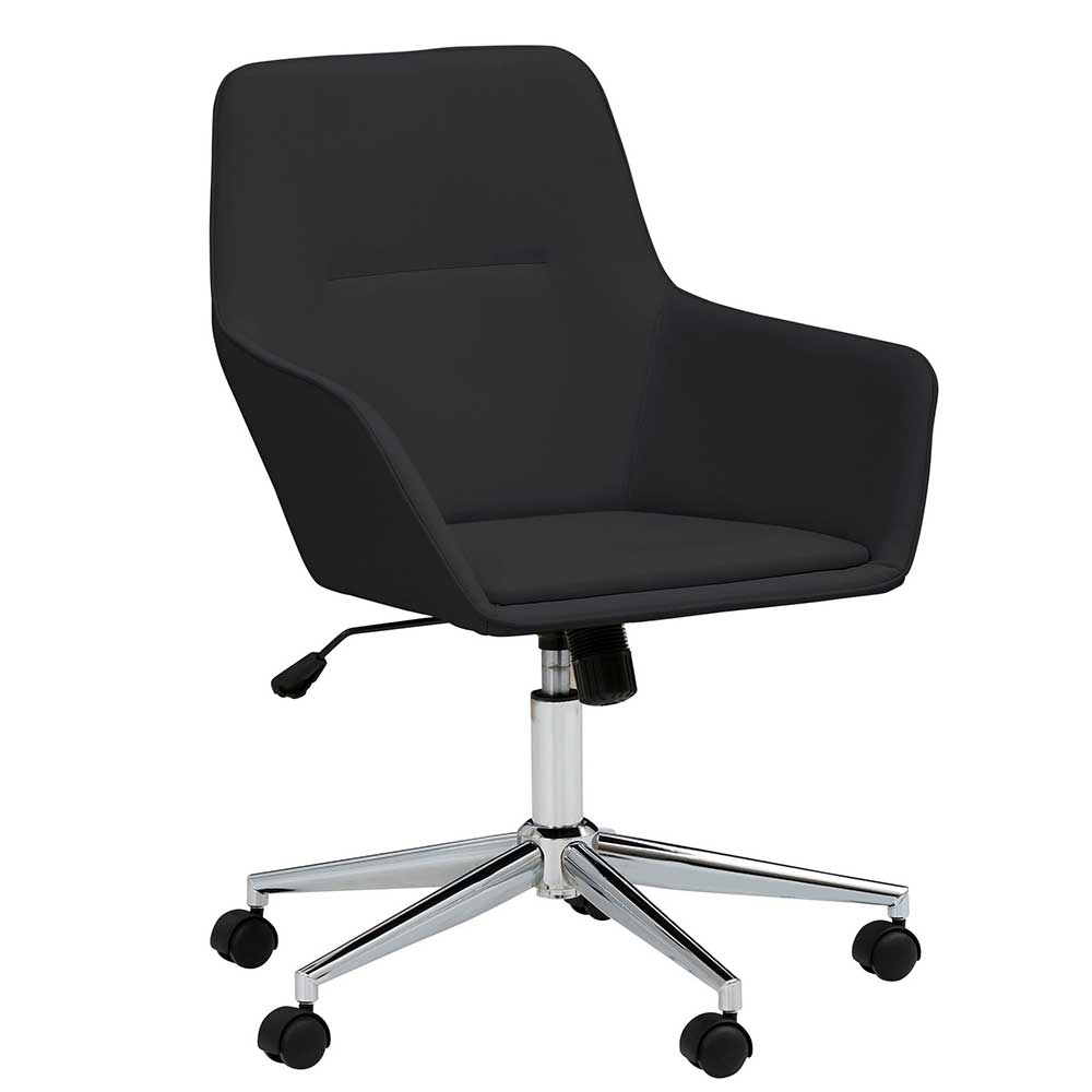Möbel4Life Schreibtischsessel in Schwarz und Chrom höhenverstellbarem Sitz