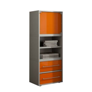 Spirinha Bürokommode in Grau Orange Glas hoch